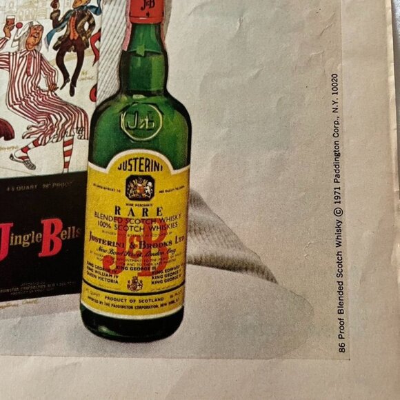 1971 J&B Scotch Full Page Vintage Print Ad Lady Santa Hat Jingle Belle - Picture 2 of 2